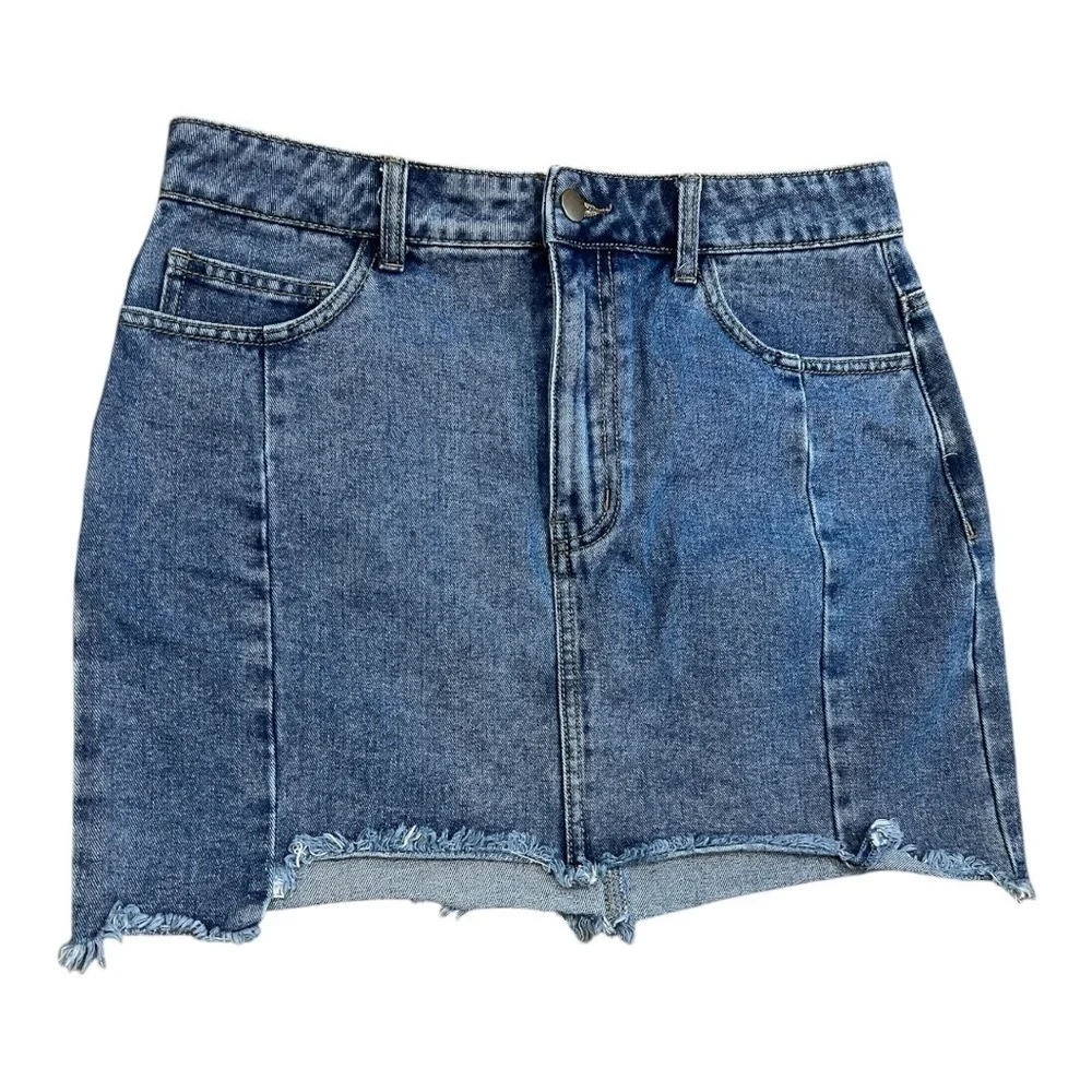 Forever 21 Distress Jeans Mini Skirt L